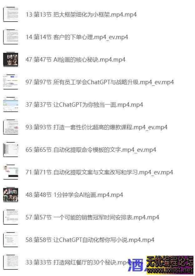 ChatGPT运营秘诀与变现攻略（100节课）  4548 无忧技术吧www.92wuyou.cn