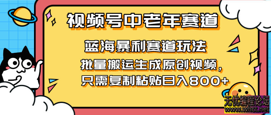 2025视频号中老年短视频赚钱新机遇_复制搬运视频单日收入破800+  5232 无忧技术吧www.92wuyou.cn