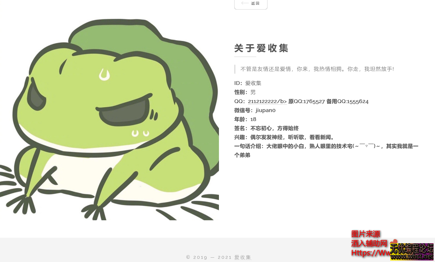 久畔青蛙简约个人主页源码_简约好看个人主页  6259 无忧技术吧www.92wuyou.cn