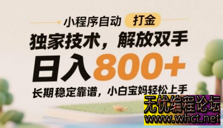 微信小程序自动打金实战课：零基础日入 800 + 全攻略  8074 无忧技术吧www.92wuyou.cn