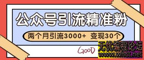 公众号精准粉引流玩法：2 个月 3000 + 精准粉，变现 30W【工作室实操揭秘】  7287 无忧技术吧www.92wuyou.cn