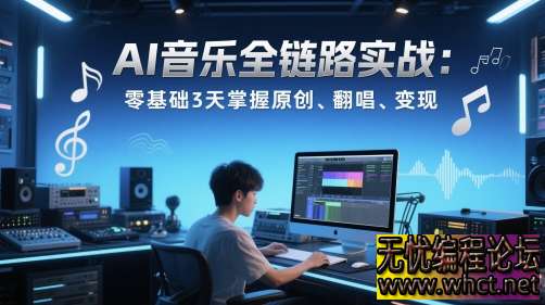 AI 音乐全链路实战变现课：零基础 3 天掌握原创、翻唱、变现  7263 无忧技术吧www.92wuyou.cn