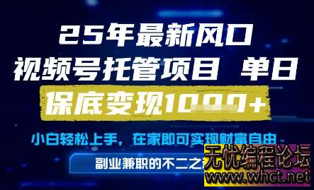 2025 年视频号托管项目全揭秘：零操作日赚 1k + 的躺赚模式  6723 无忧技术吧www.92wuyou.cn