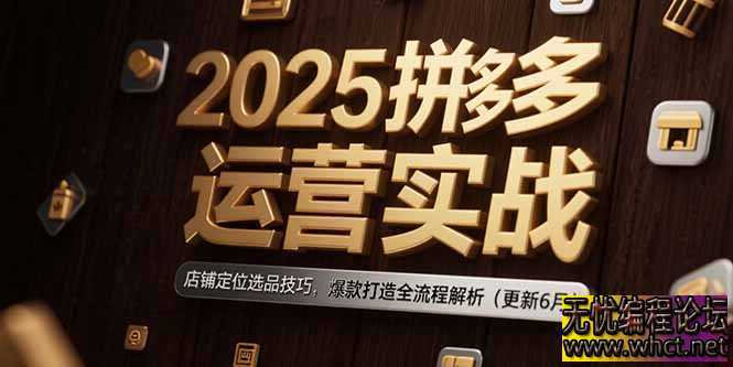 2025拼多多运营实战：店铺定位选品技巧，爆款打造全流程解析(更新6月  2905 无忧技术吧www.92wuyou.cn