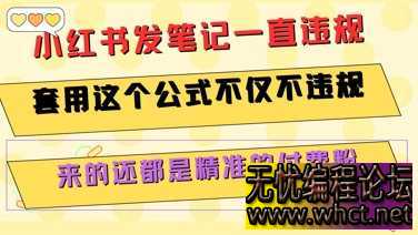 小红书发笔记一直违规，套用这个公式不仅不违规，来的还都是精准的付费粉  8183 无忧技术吧www.92wuyou.cn
