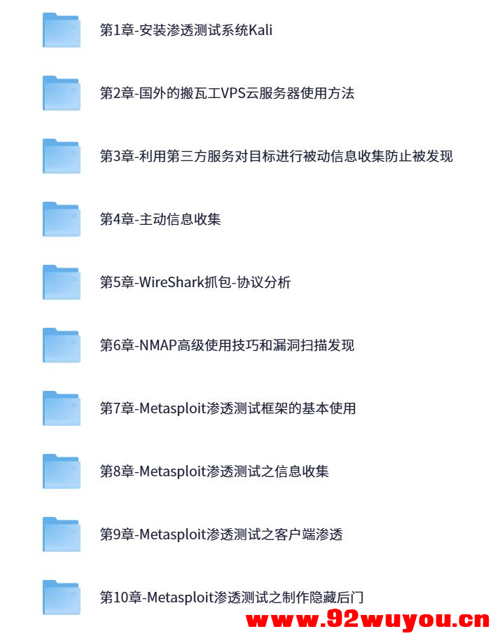 Kali渗透测试与Web安全实战 – 从零基础到高级攻防  9438 无忧技术吧www.92wuyou.cn