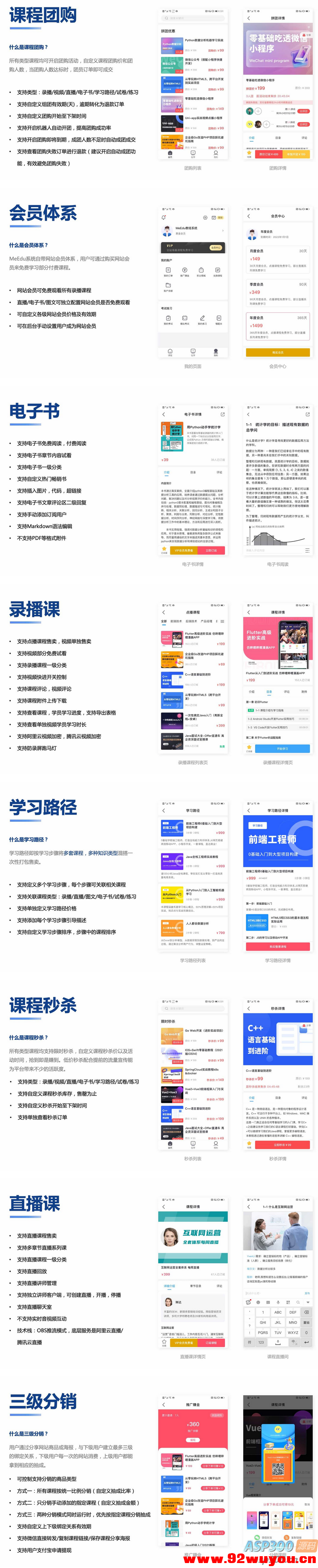 知识付费系统源码（pc+小程序+h5+app）前端后台完整源码  9833 无忧技术吧www.92wuyou.cn
