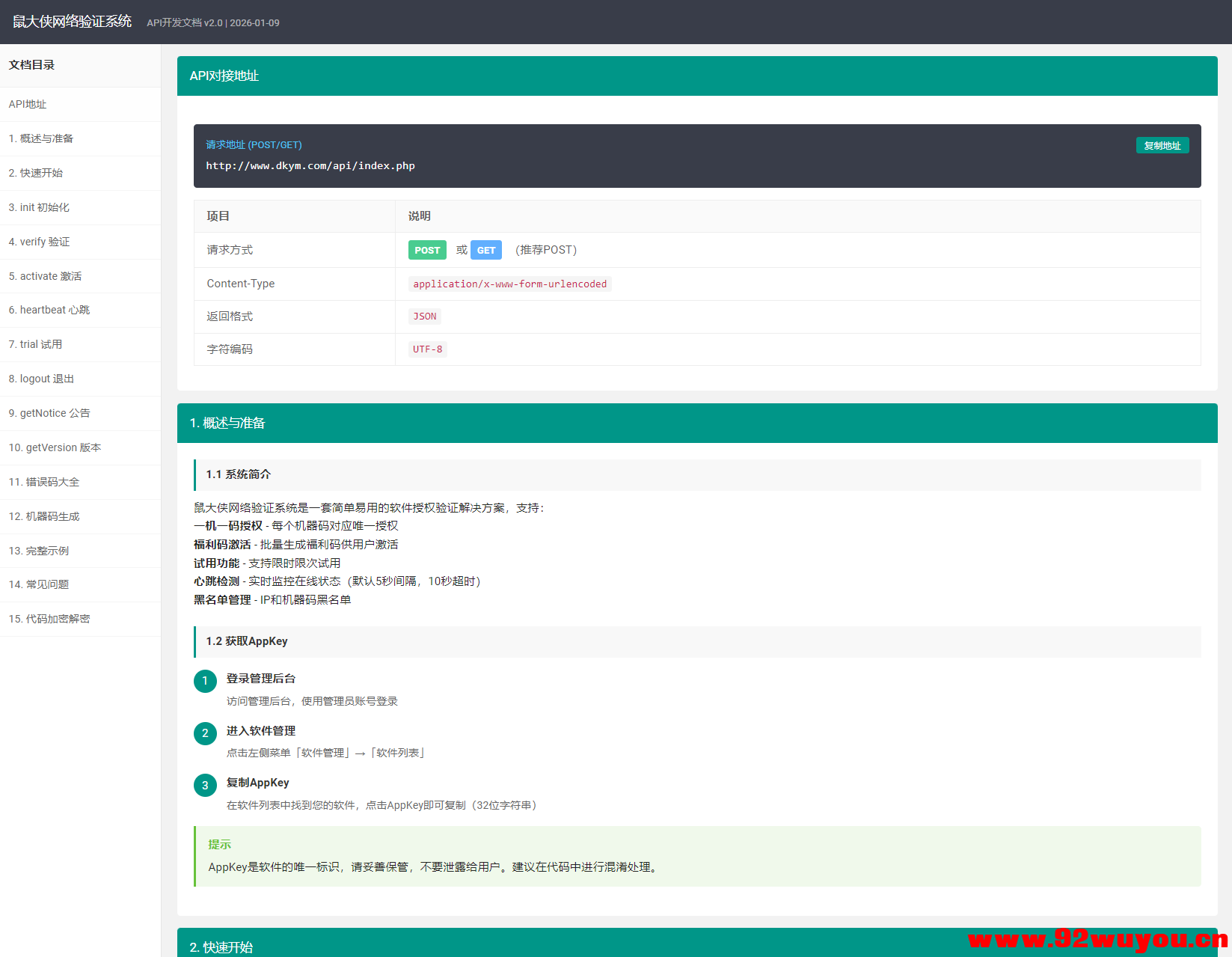 鼠大侠网络验证系统源码 一机一码授权验证 全开源  5005 无忧技术吧www.92wuyou.cn