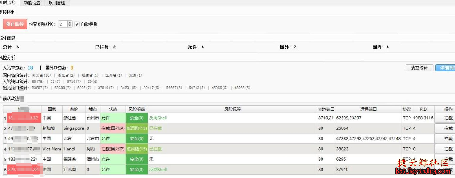 python IP服务器防火墙源码 网站安全防护  8861 捷云鲸社区bbs.jieyunjing.com
